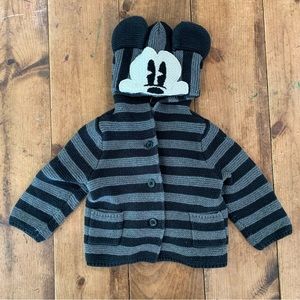 Grey and Black Mickey Mouse Baby Gap Disney Baby Sweatshirt Size 6-12 Months
